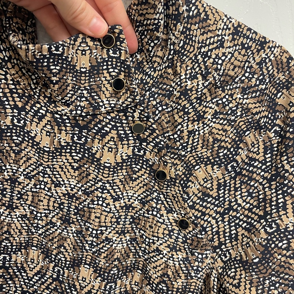 J. Mclaughlin Brown Pattern Button Neck Dress - image 5